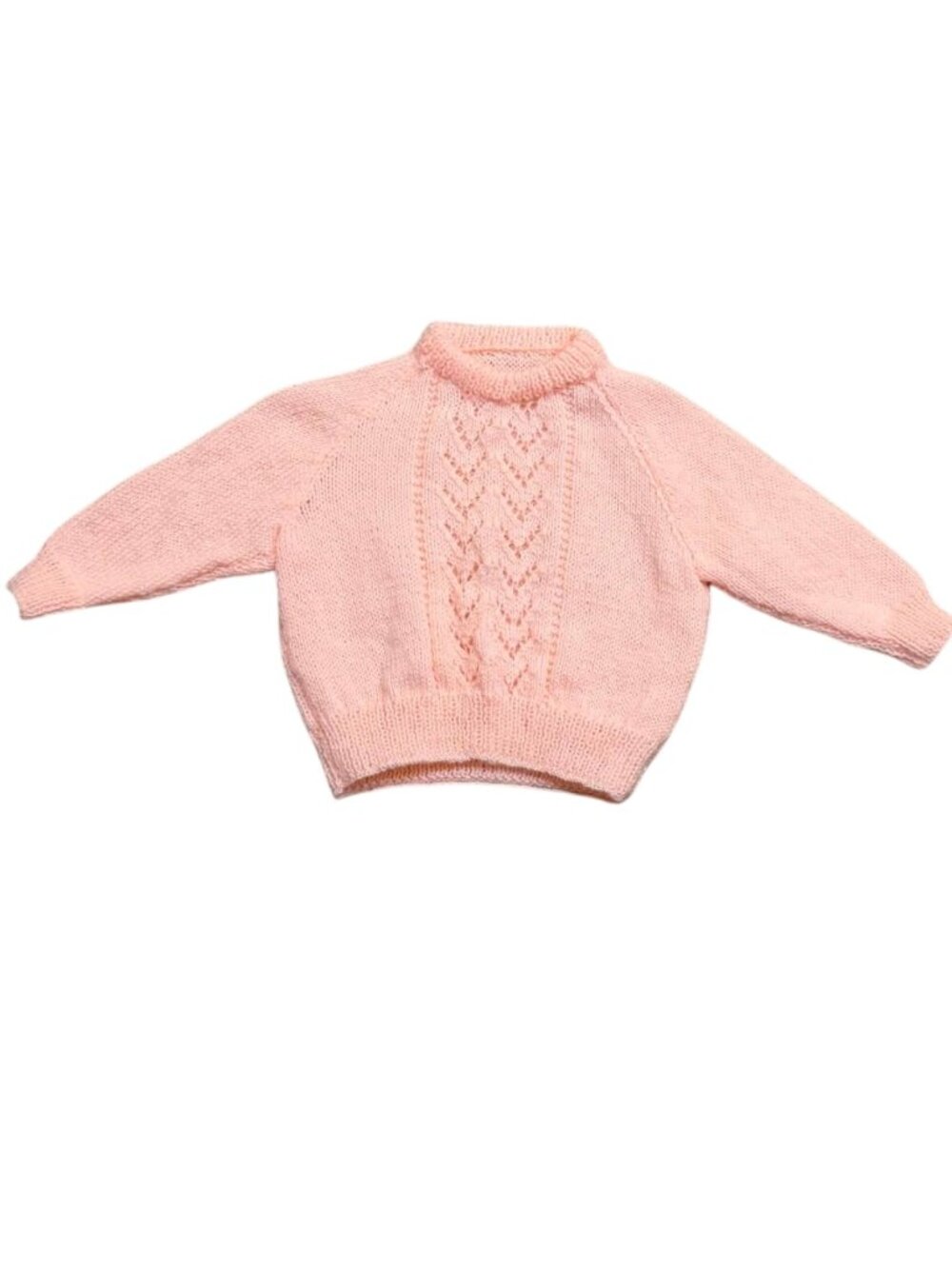HANDMADE KNITTED Peach Sweater 3-6 Months
